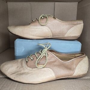 RARE Vintage/Y2K Vans Sophie Oxford Leather Shoes-Womens 8-Tan-Retro 50's Style